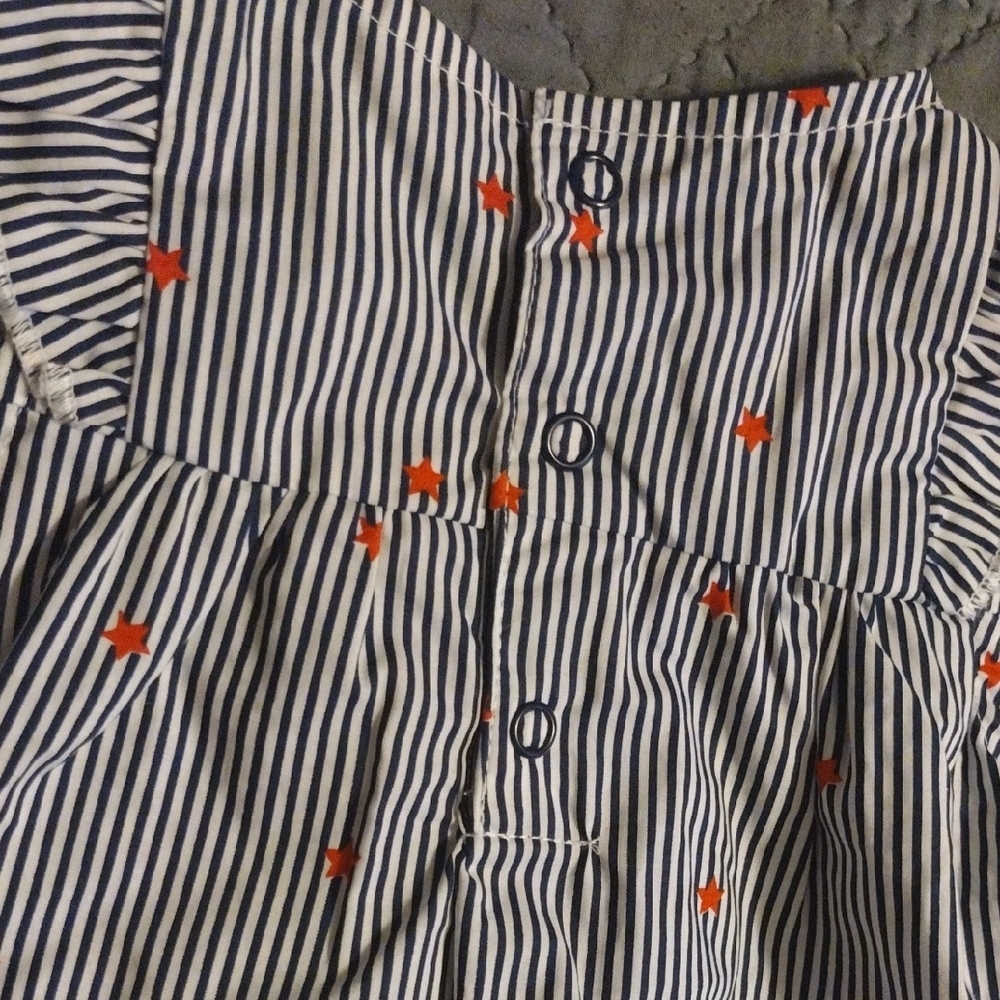 Striped Baby Dress with Red Bow And Bummies - Picture 7 of 9